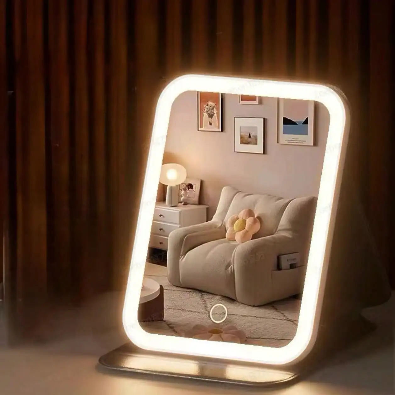 

Portable LED Makeup Mirror, 72 Lights 3-Color Dimmable, USB Rechargeable Folding Travel Vanity Mirror, Compact Gift for Women