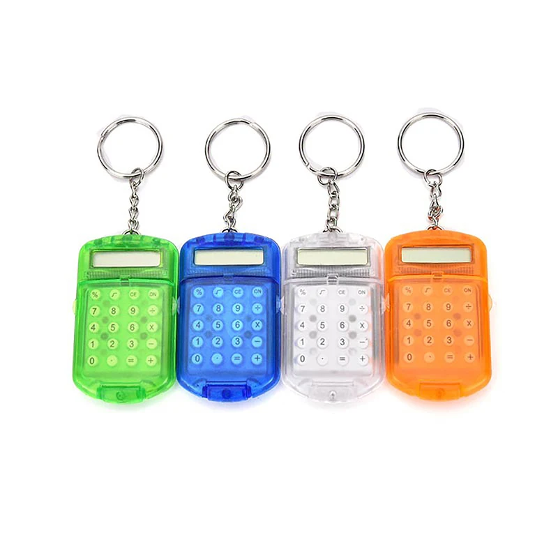 Portable Cute Mini Flip Calculator Pendant Keychain Creative Cartoon Pocket Calculator Keyring School Office Supplies Gifts