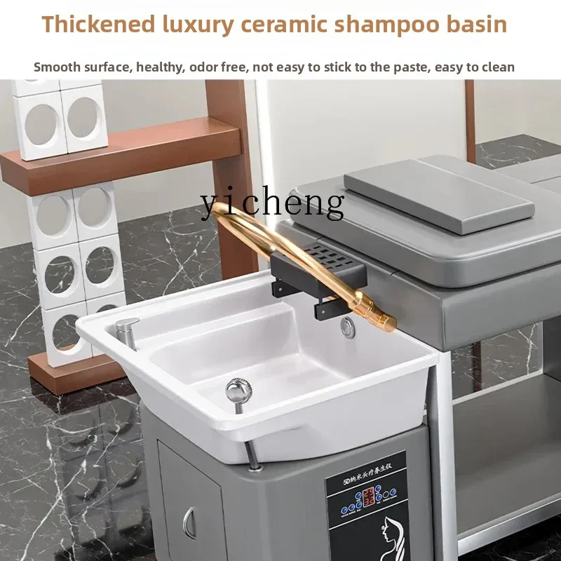 MR-15  ceramic basin steel frame shampoo bed water circulation fumigation head treatment bed barber shop hair