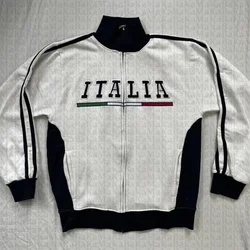 Italian retro women's plus size letter embroidered zipper jacket sportswear Y2K women's hooded sweatshirt 2024 autumn and winter