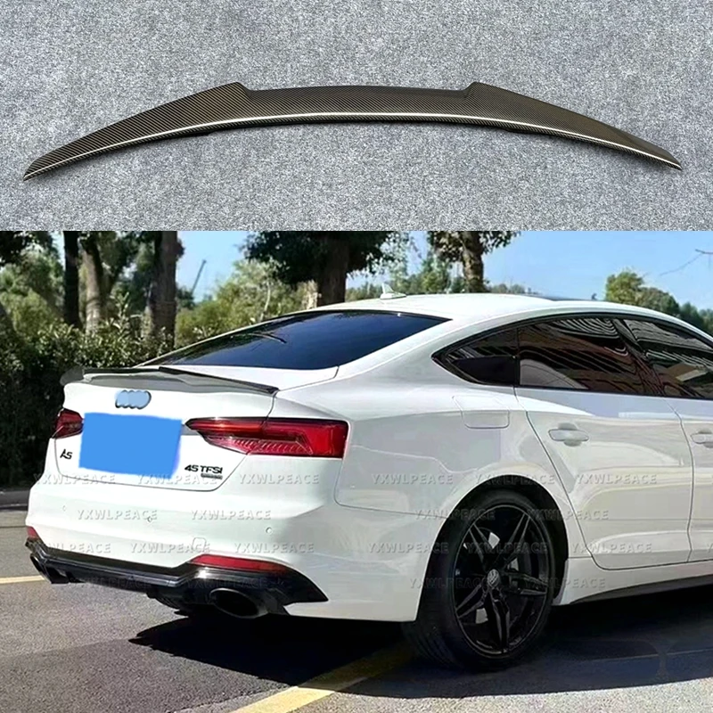 M4 Style Real Carbon Fiber /FRP Black Rear Trunk Lip Spoiler Car Accessories For Audi A5 S5 Sline RS5 B9 2017-2021 4-Door