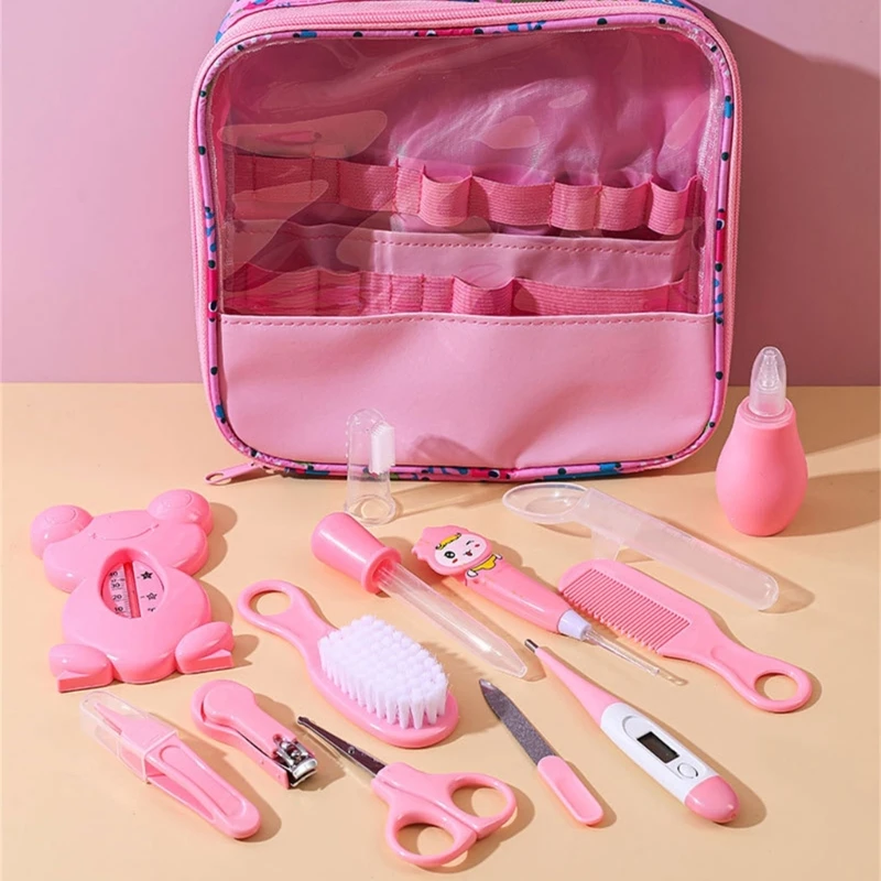 Kit para el cuidado del bebé, herramientas esenciales de 13 piezas, conjunto combinado de peine, recortador de uñas para bebé, cuidado seguro y conveniente