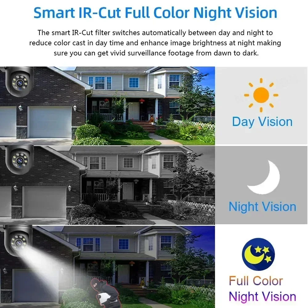 5MP WIFI Surveillance Black IP Camera Auto Tracking Color Night Vision Mini Outdoor Waterpter PTZ IP Security Camera O-Kam APP