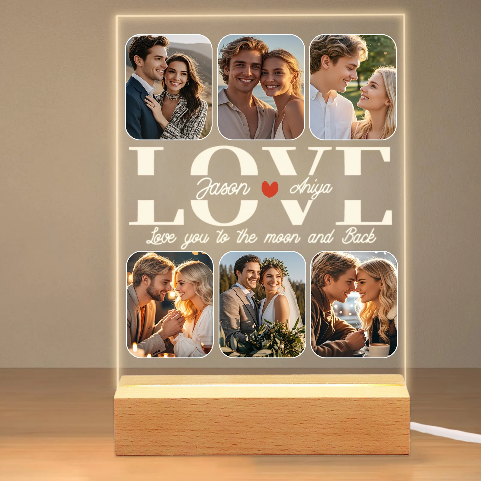 Personalized Acrylic Photo Night Light,Custom LED Picture Plaque,Home Decor Lamp,Anniversary Valentine Gift for Family Lover