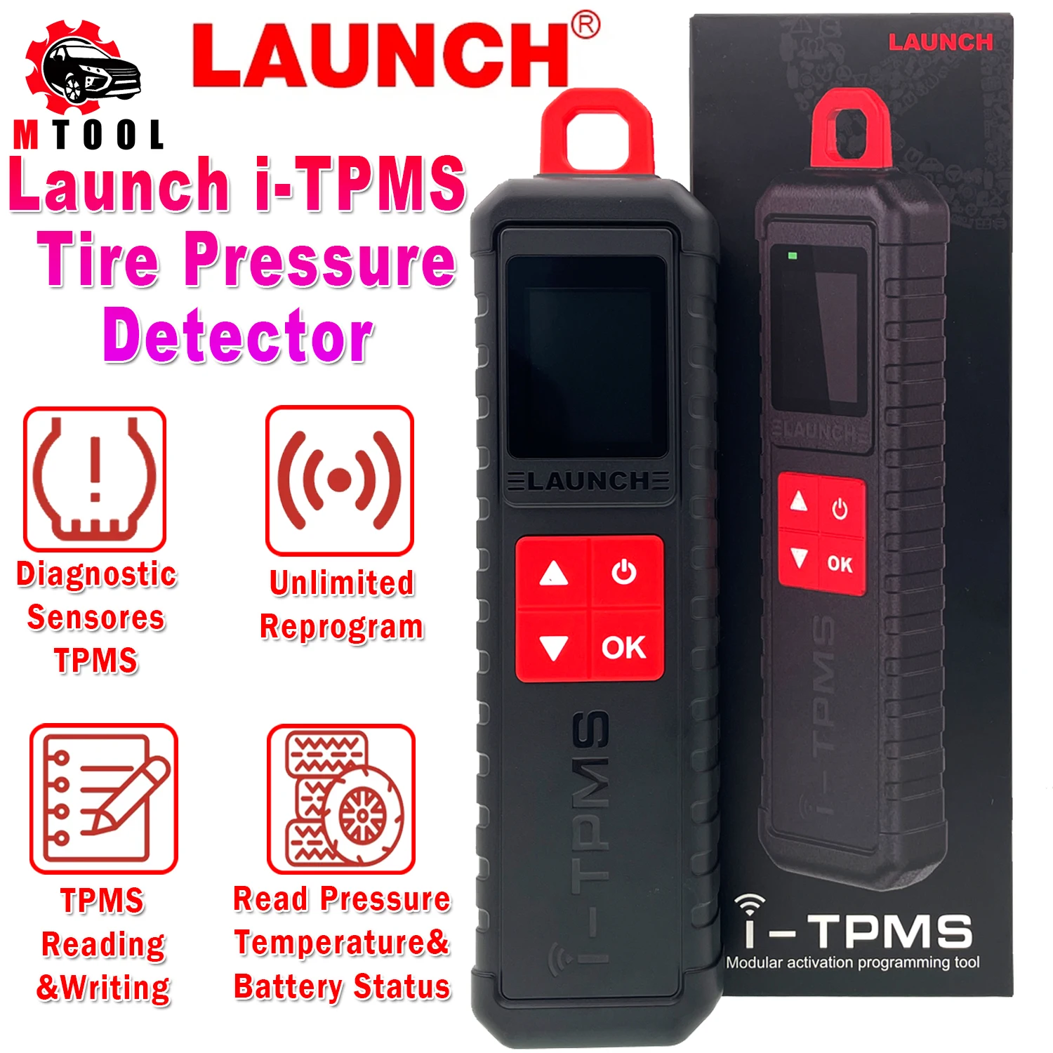 Launch i-TPMS Tire Pressure Detector Upgrad of TSGUN RF Sensor Can work standalone by i-TPMS APP Launch X431 V V+ Pro3 PRO3S+