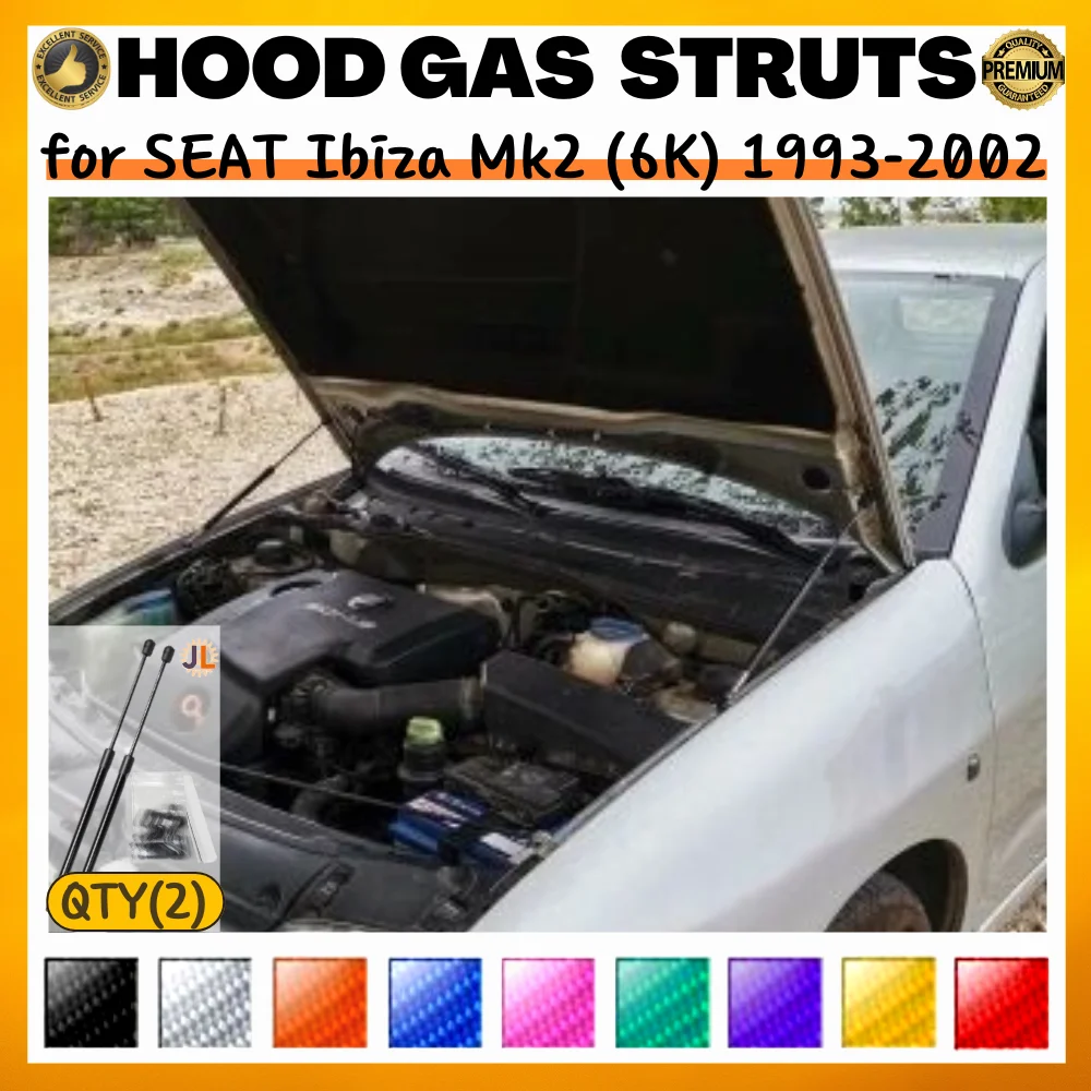 

Qty(2) Hood Struts for SEAT Ibiza Mk2 (6K) 1993-2002 Front Bonnet Modify Gas Springs Shock Absorber Lift Supports Dampers
