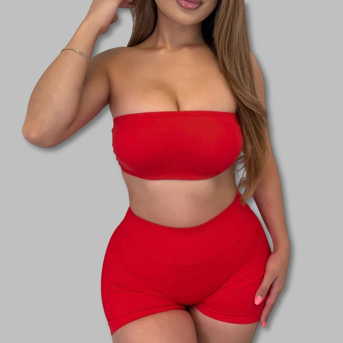 Yoga Gym outfits impact backless Bandeau bra top shorts two Pieces Women Backless Strapless Fitness Clothes Workout Outfits