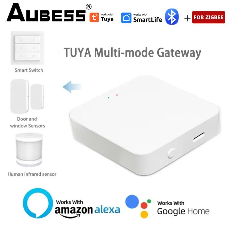 ZigBee-Puerta de enlace inteligente multimodo, Hub de malla compatible con Bluetooth 3,0, funciona con la aplicación inteligente Tuya, Control por