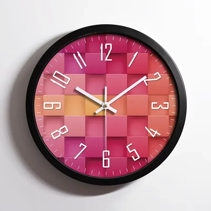 Metal stainless steel silent digital display battery powered wall clock creative fashion living room aluminum customization