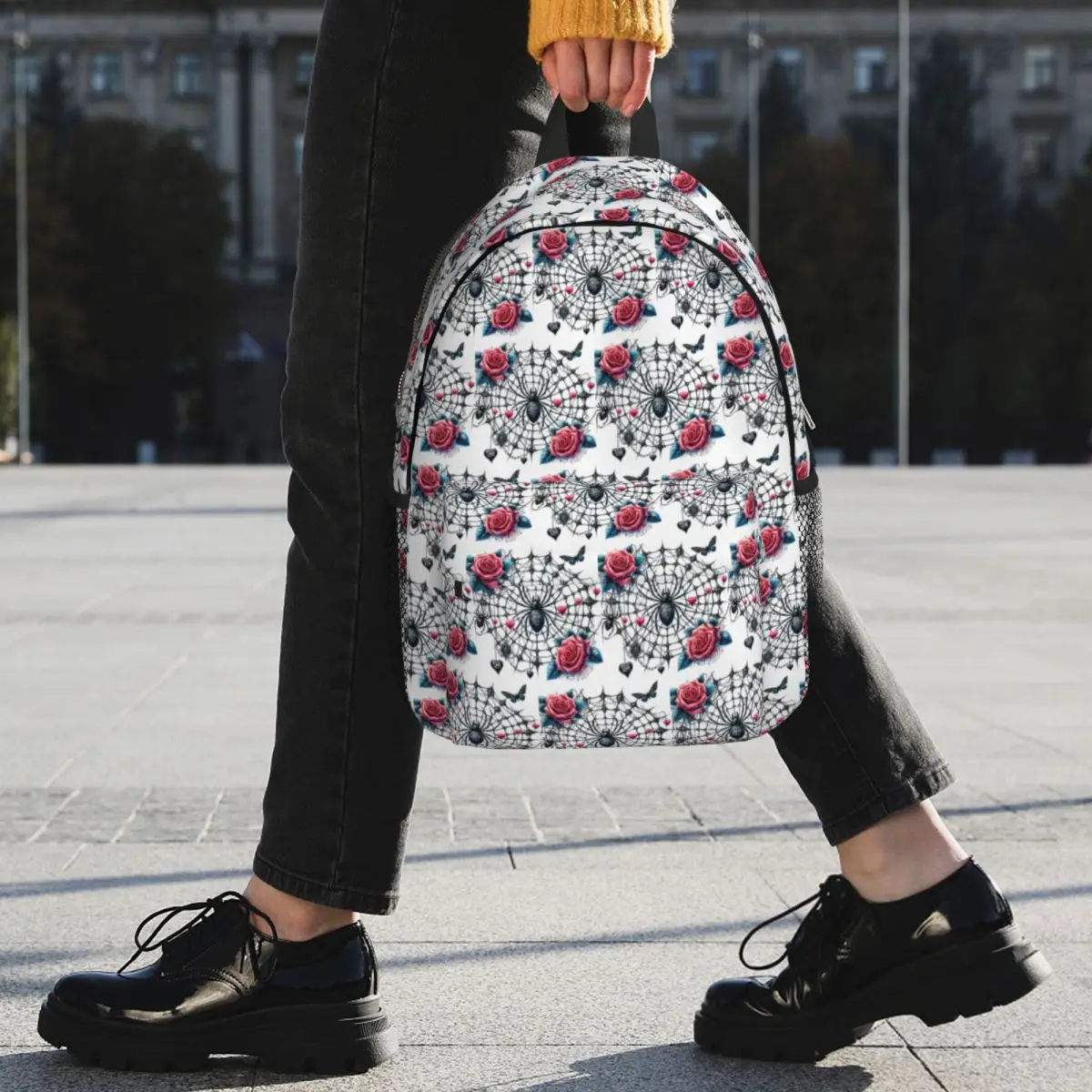 Gothic Spider Web With Roses Backpack Student BookBag Children School Bag Computer Shoulder Bags for Men Women
