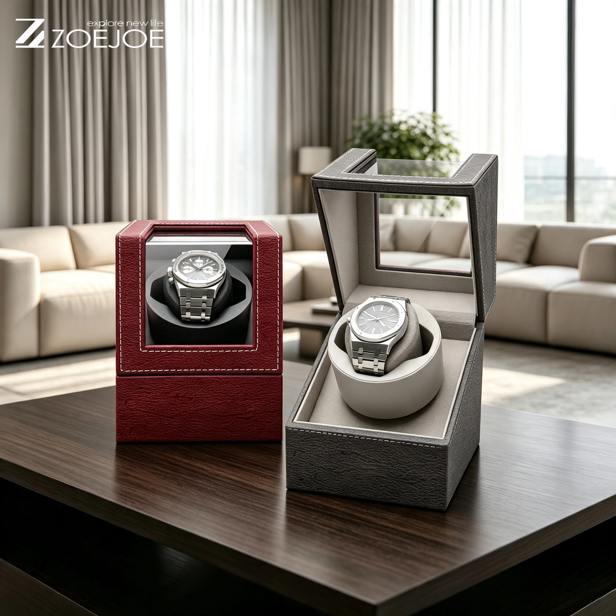 Watch Winder Single - ZOEJOE 자동 시계 와인더, PU 가죽,
