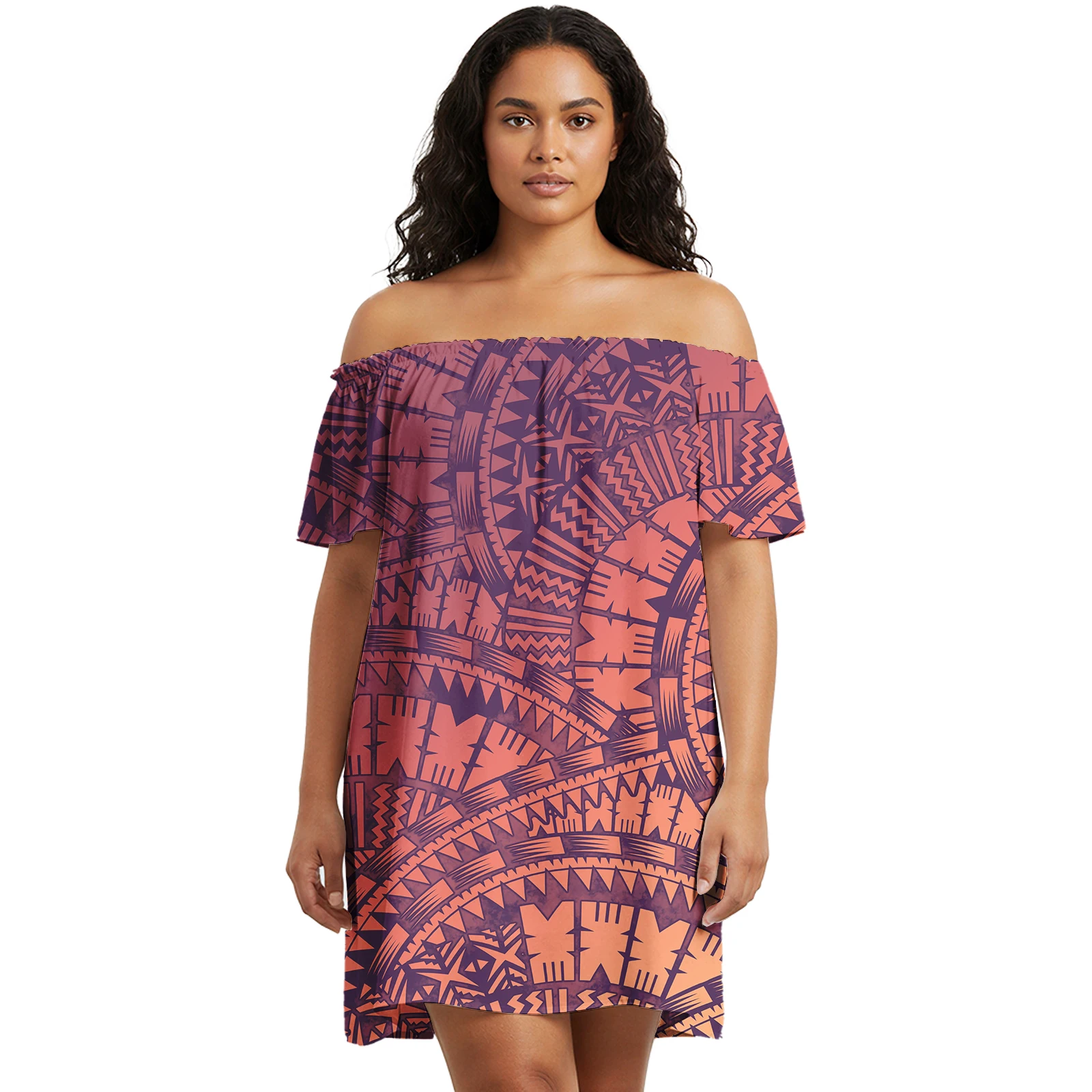 فستان مخصص بولينيزيا ميكرونيزيا مطبوع عليه زهور بأكمام قصيرة هاواي أنيق للحفلات الراقصة فيجي ساموا القبلية للحفلات الراقصة فساتين سهرة للسيدات