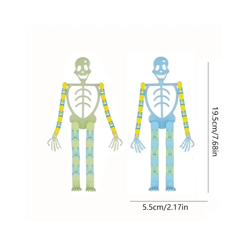 เรืองแสงใน Dark Luminous Skeleton Man ของเล่นพลาสติก Decompression ของเล่น Skull Nightlight Trick Track Chain ผู้ถือโทรศัพท์มือถือ