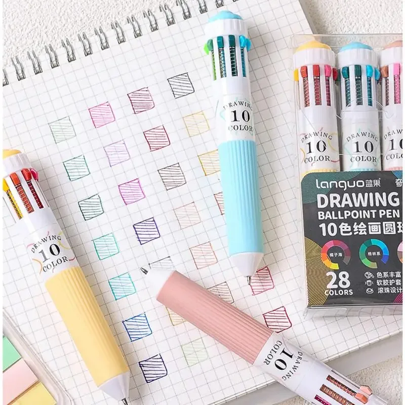 قلم حبر جاف 28 لونًا 0.8 مم قلم كتابة متعدد الألوان للرسم واللوازم المدرسية والقرطاسية