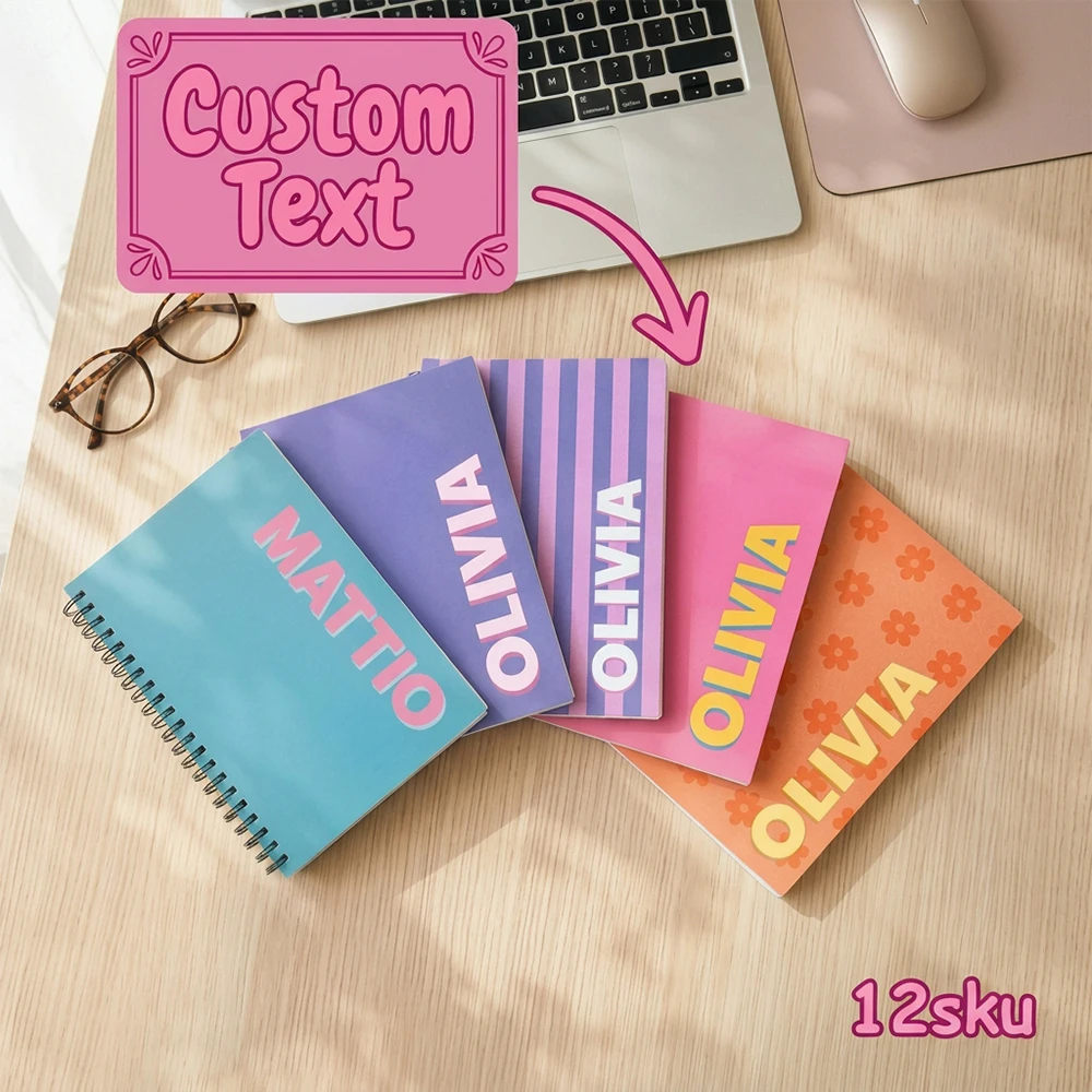 Personalized Custom Name Wire‑o Spiral Journal Notebook,Lined Paper,Multi‑color Selection,Memo Notepad,Back‑to‑School,Birthday