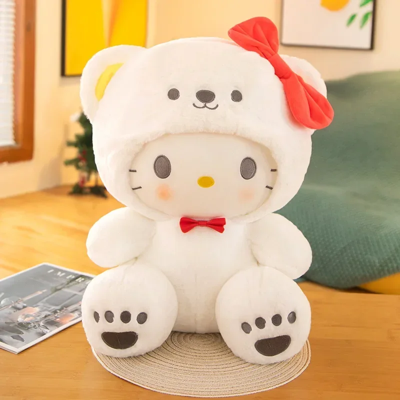 25-45cm Sanrio Plushies Kawaii Hello Kitty Cinnamonroll Kuromi Pochacco Stuffed Plush Doll Cos Bear Toys Children Birthday Gifts