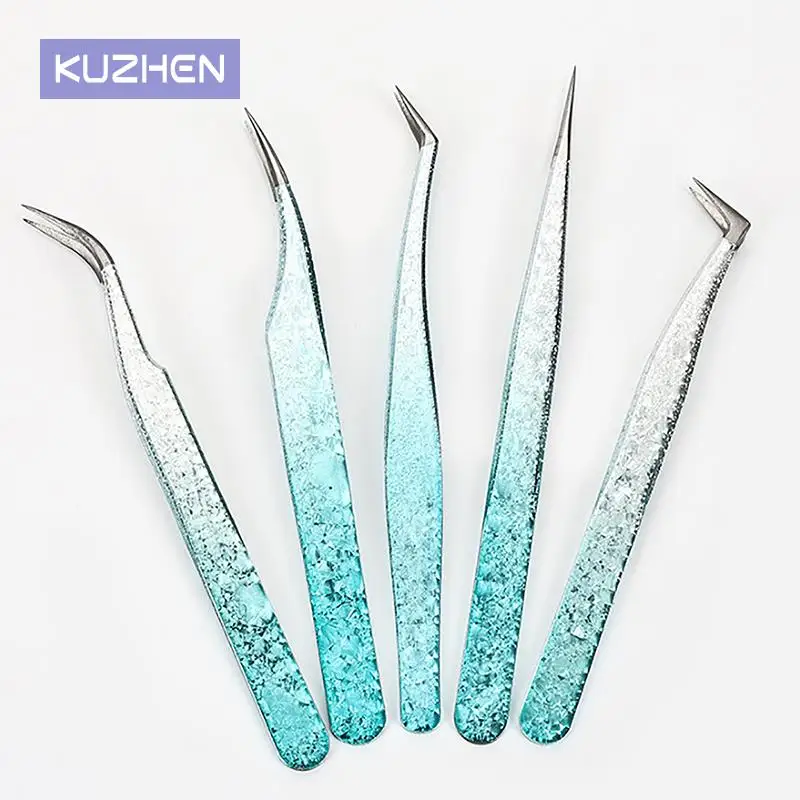 Eyelash Tweezers Pack Set Ice Flower Anti-static Grafting False 3D Lashes Extension Makeup Tweezer Accurate Makeup Tweezer Tools