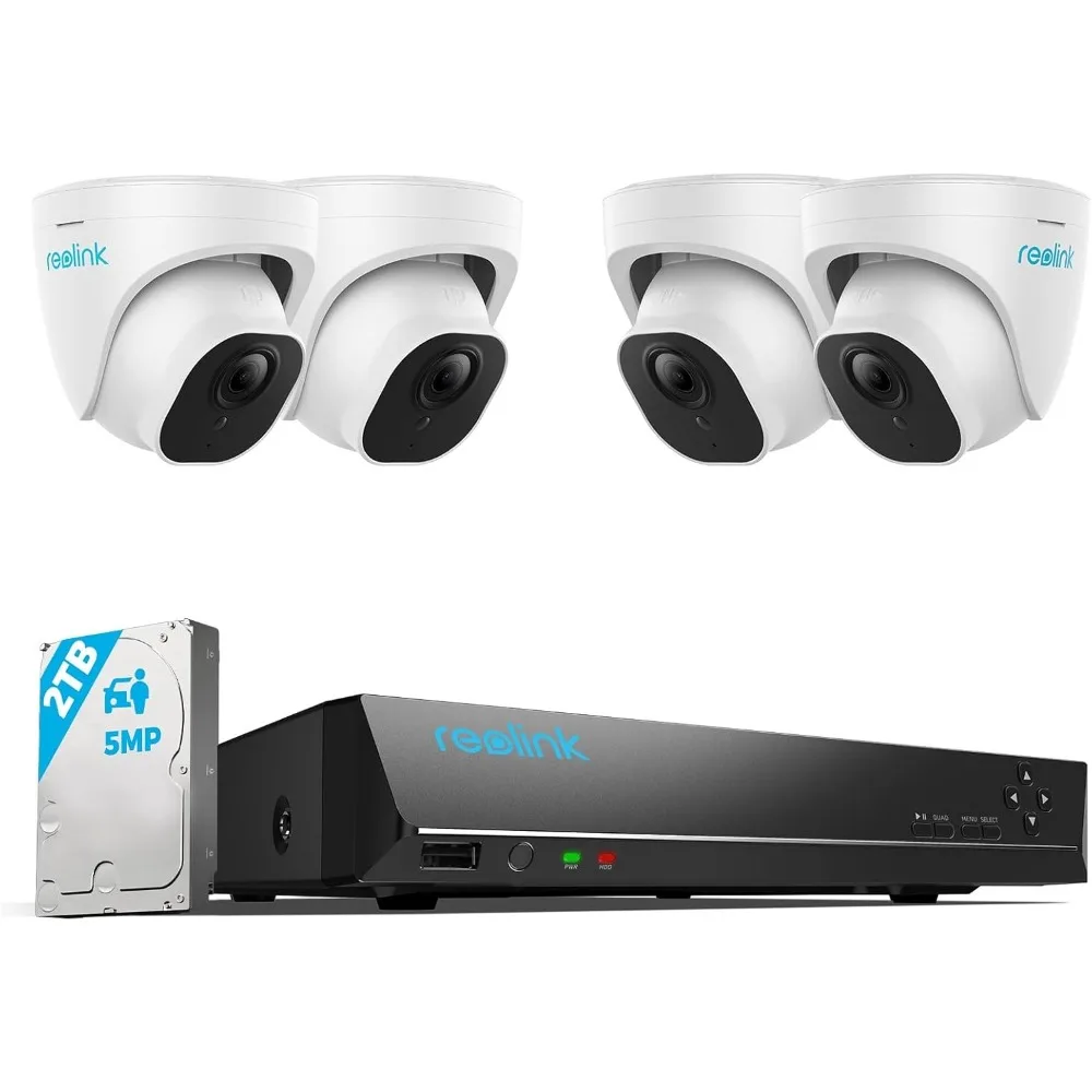 

Smart 5MP 8CH Home Security Camera System, 4pcs Wired PoE IP Cameras Outdoor with Person/Pet/Vehicle Detection