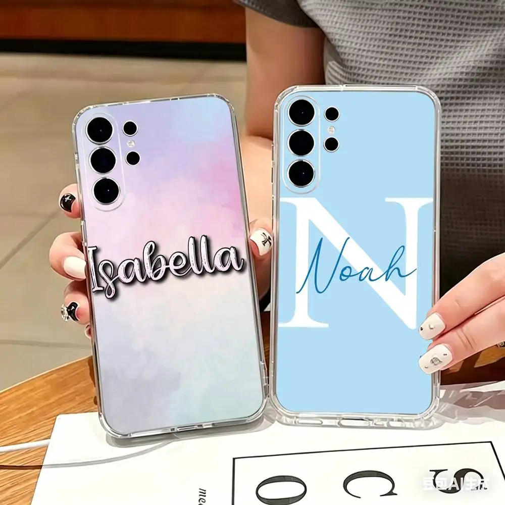 Name artistic Design Transparent phone Case For Samsung S25,24,21,22,21,20,10,S9Ultra,Plus,Fe,Lite