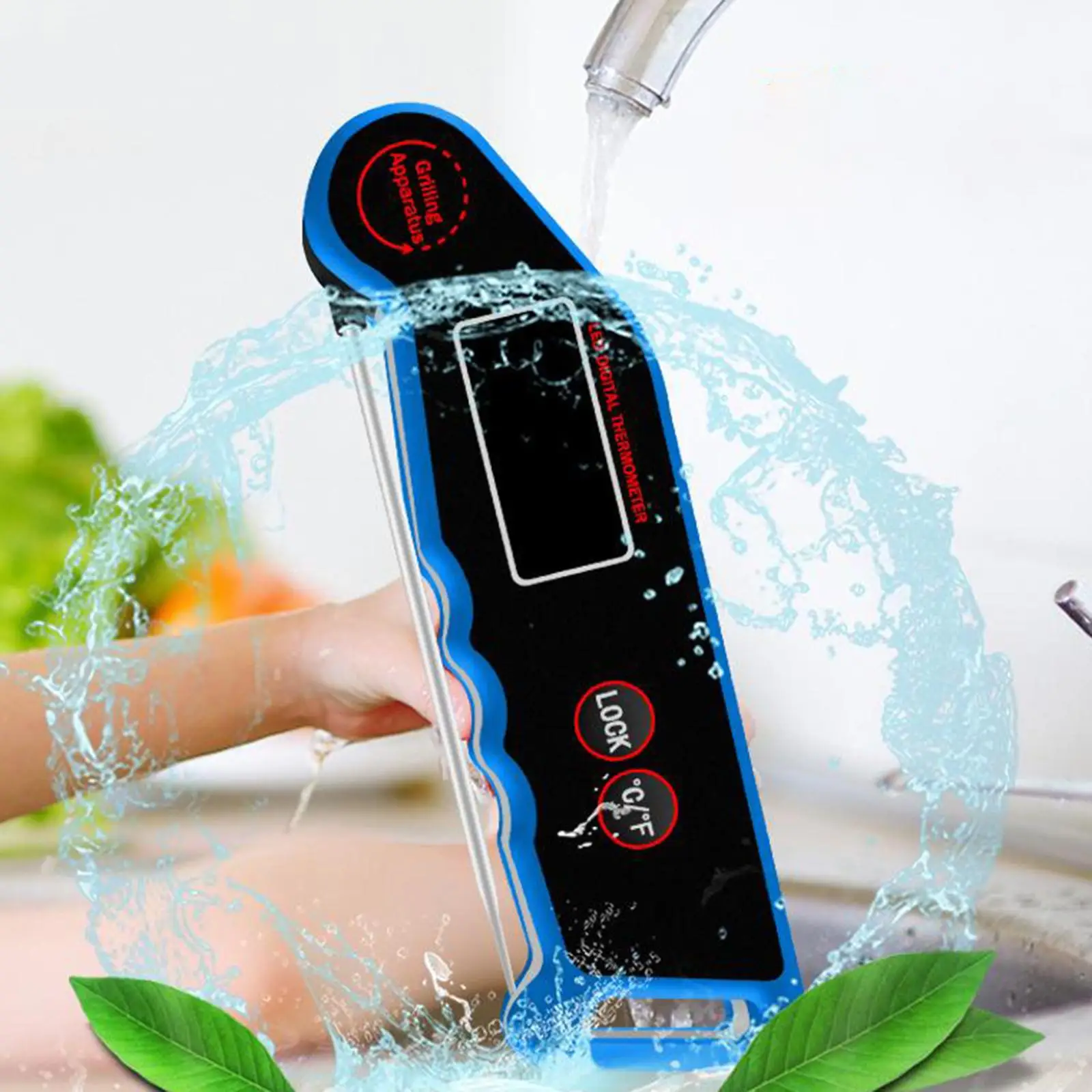 Instant Read Meat for Cooking, Digital Food with Backlight, and Foldable Probe for Deep Fry, BBQ, Grill