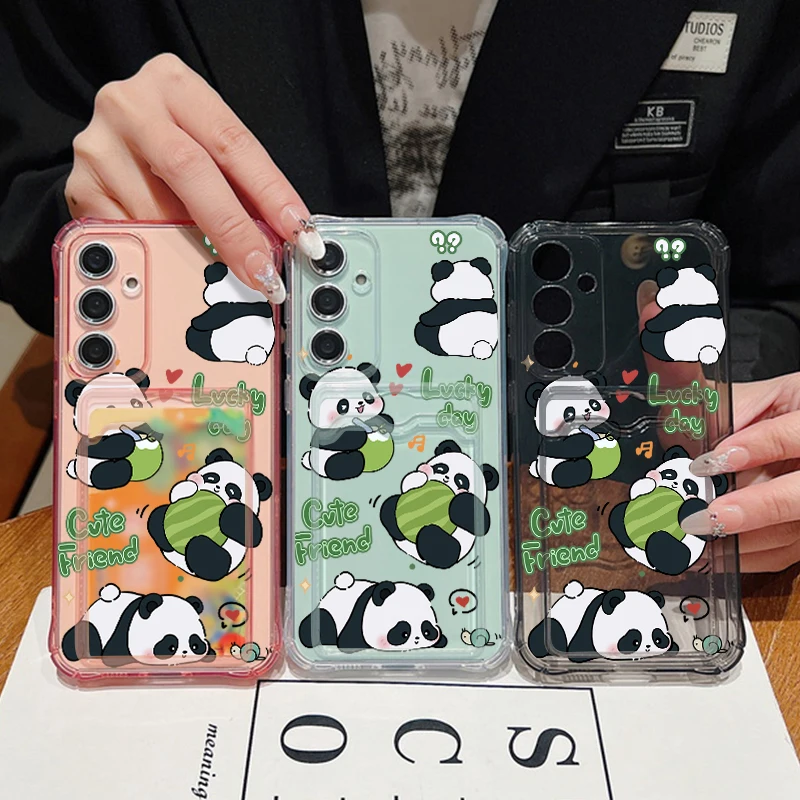 Niedliche Panda-Kartenhülle für Samsung Galaxy S26 S23 Ultra S25 Edge S24 FE A57 A37 A17 A56 A36 A54 A15 A55 A16 Handyhülle – Detail 1