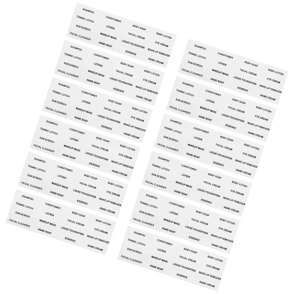 12Sheets Transparent Waterproof Travel Bottle Stickers for Toiletries Lotion Cream Shampoo Conditioner Body Wash
