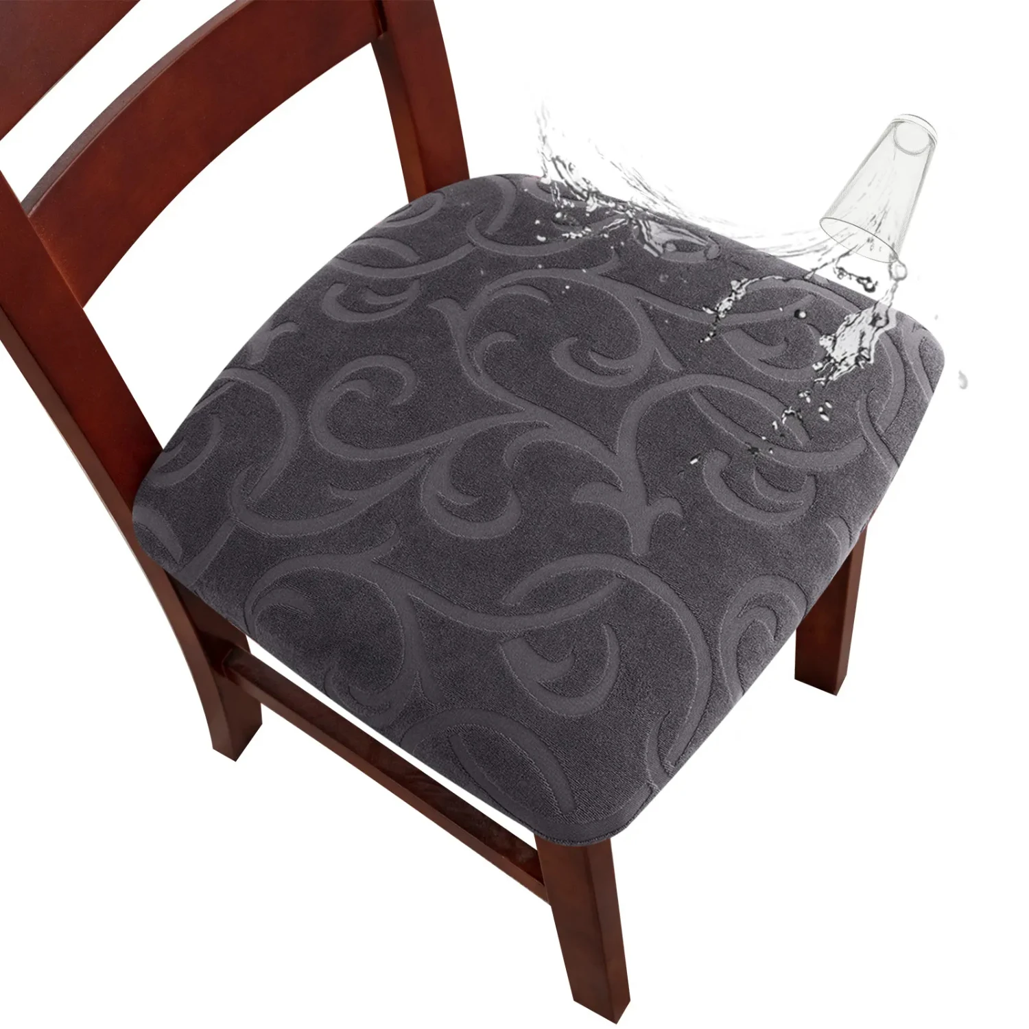 1PCS Waterproof Stretch Dining Room Chair Seat Covers with Beautiful Flower Pattern, Slip-resistant Chair