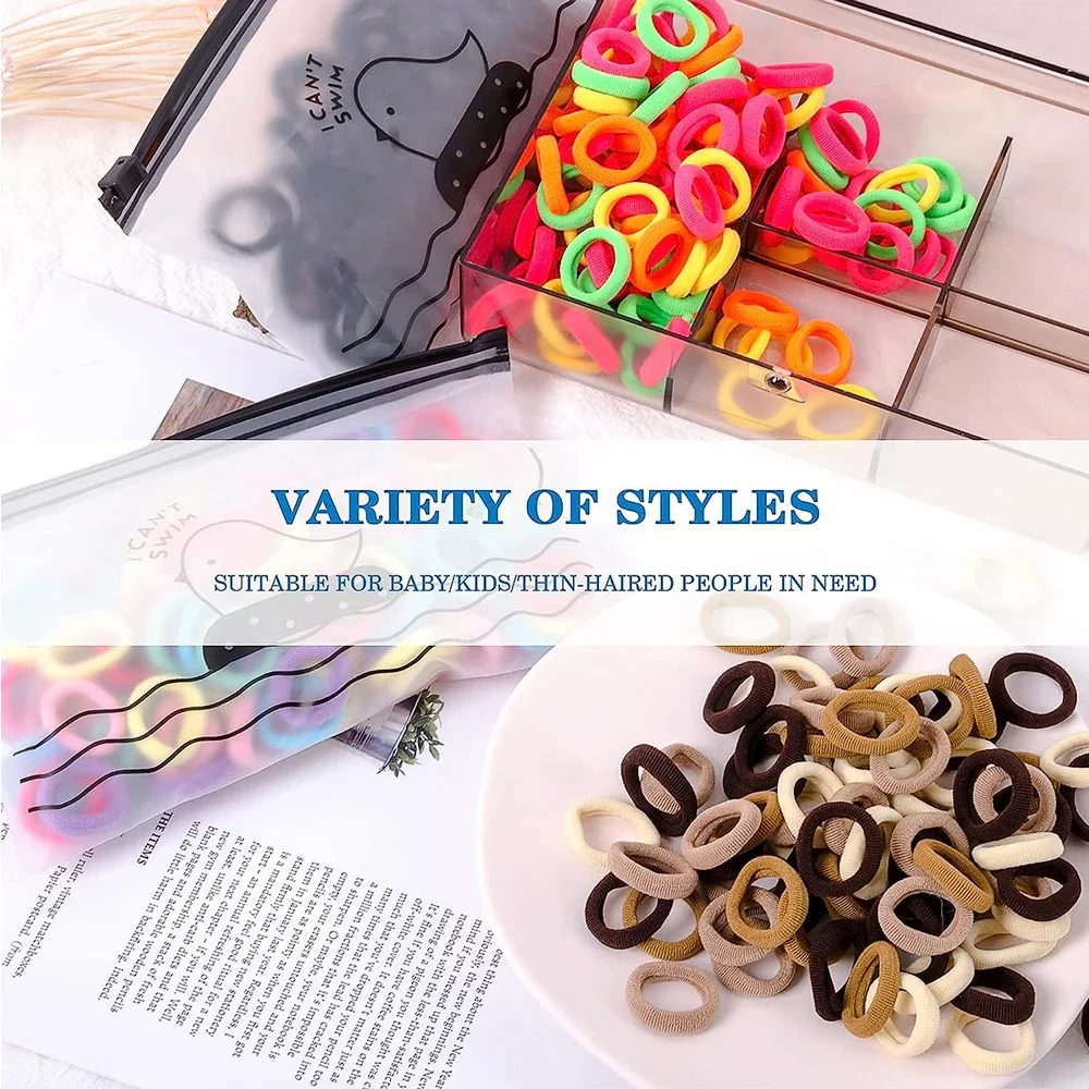 100/300/500 Pcs Girls Colorful Elastic Hair Bands Ponytail Hold Hair Tie Rubber Bands Scrunchie Hair Accessories Bands for Girls