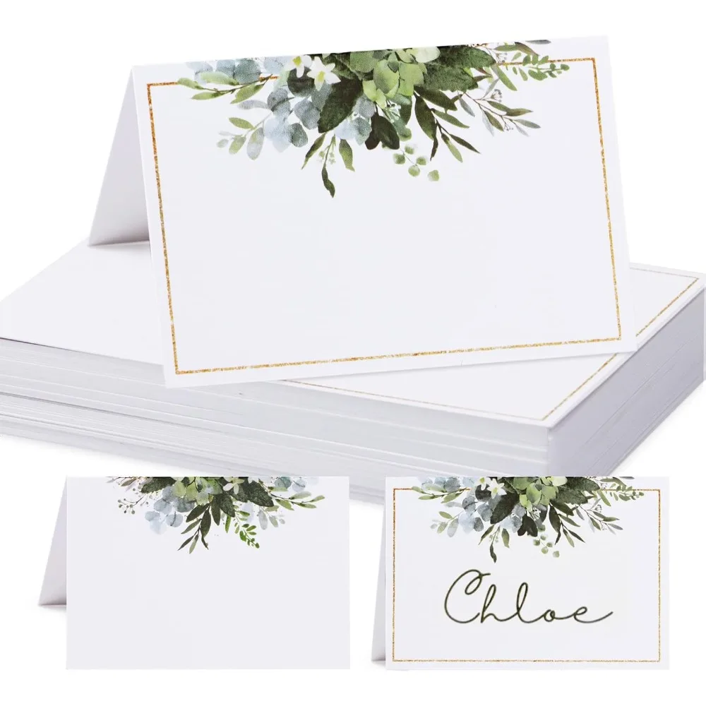 

50pcs Place Cards for Table Setting Wedding Greenery Eucalyptus Table Name Place Cards for Baby Shower Bridal Shower Birthday Pa