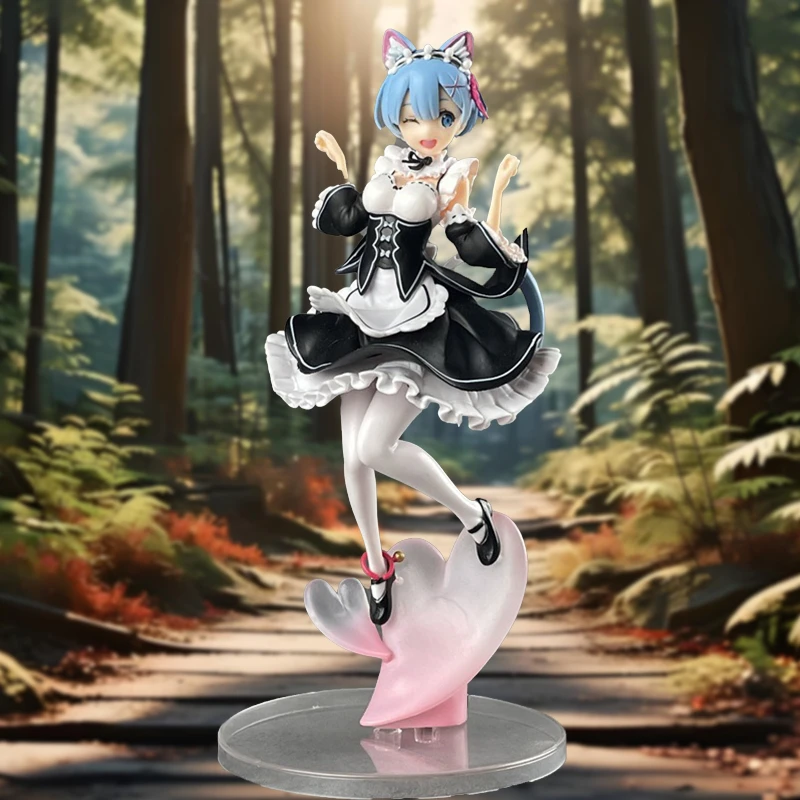 

21cm Maid Blue Hair Cat ears Cute girl skirt Anime Girl Figure Action Figure Adult Collectible Model Doll