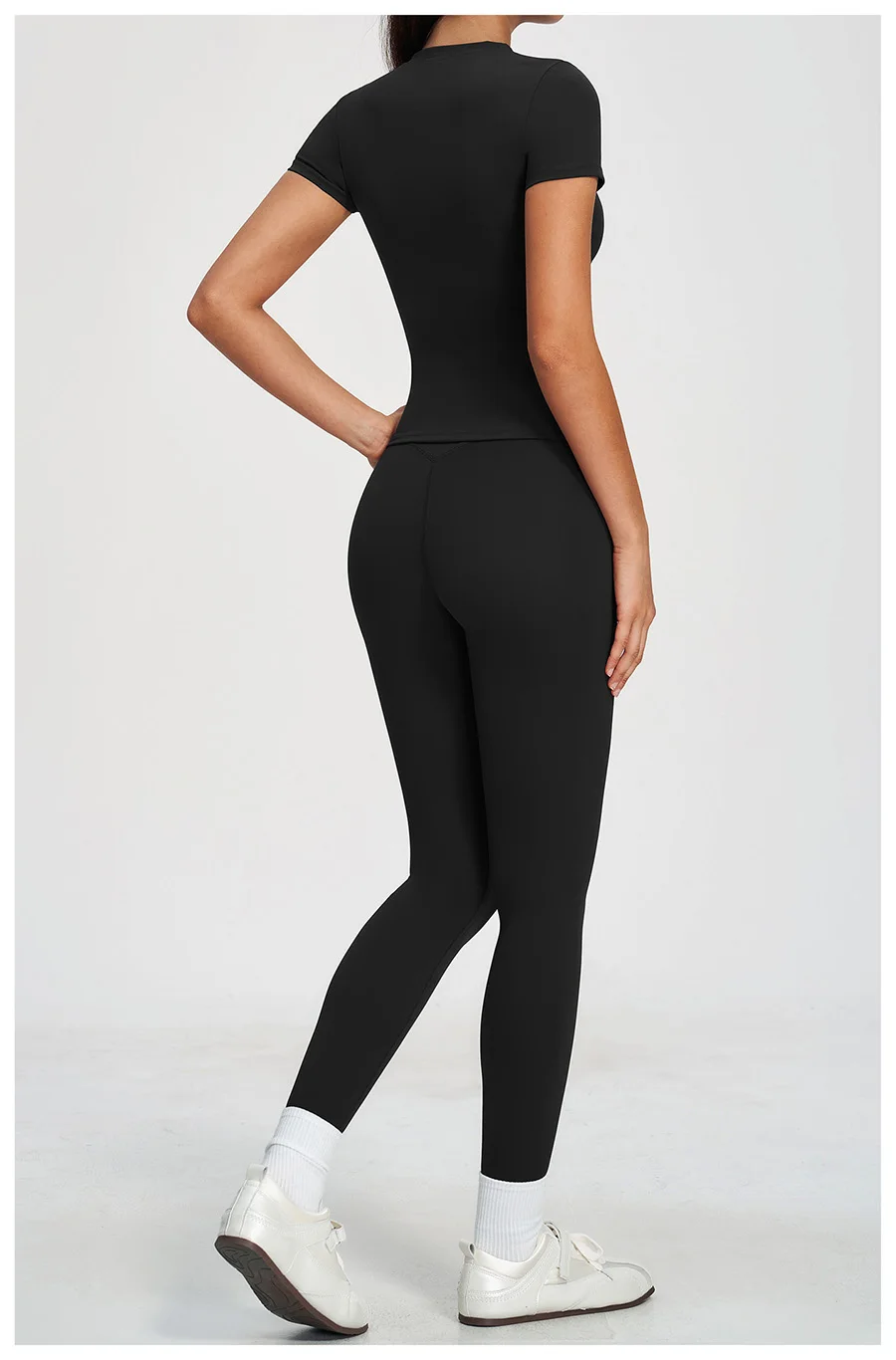 Yoga-Set 2-teilig Sportbekleidung Fitnesskleidung Yoga-Anzüge Damen Fitness-Set Trainingsanzüge Sport Langarm Crop Top Gym High Waist Leggings – Detail 35