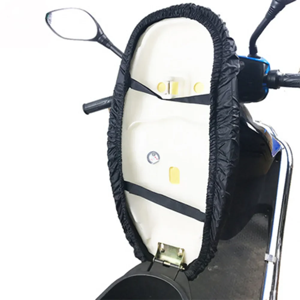 Motorcycle Seat Covers 210D Oxford Cloth Motorcycle Rain Cushion Cover Universal Flexible Waterproof Saddle Cover Black