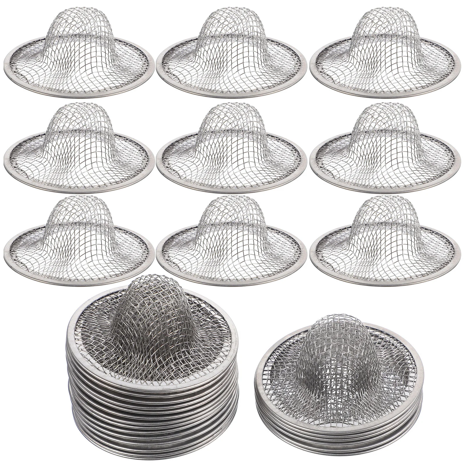 20 Pcs Mesh Strainer Stainless Steel Filter Sink for Kitchen Garbage Metal Drain Silver Parts Accessories