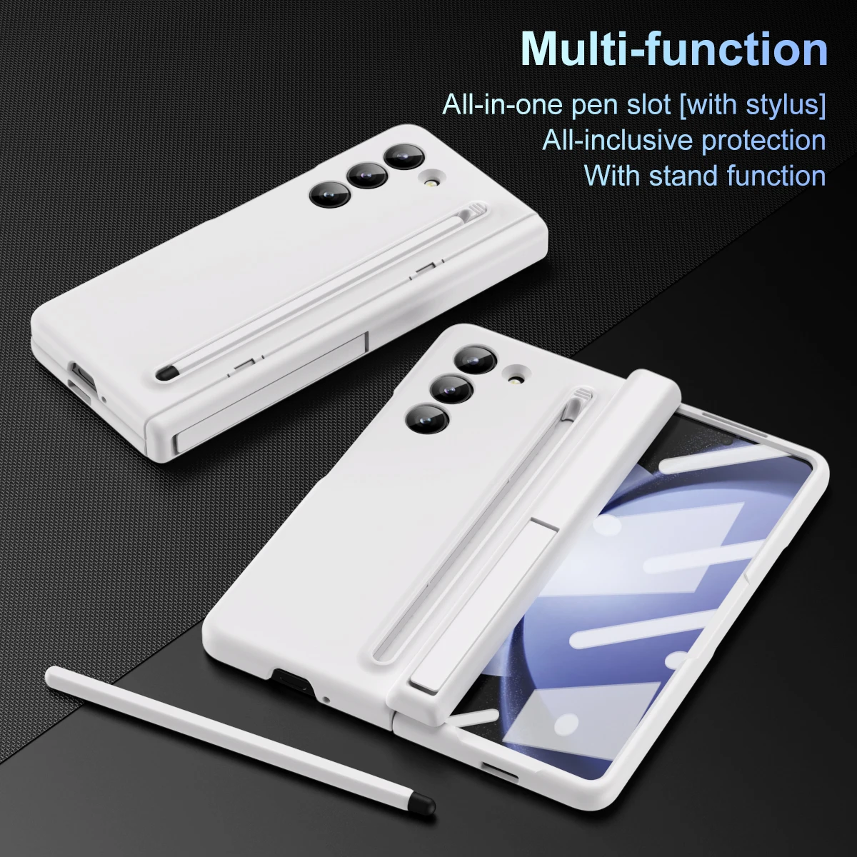 360 Full Protection Hinge Case For Samsung Galaxy Z Fold 5 4 3 Tempered Glass Film Original With Touch Pen Folding Cover holder
