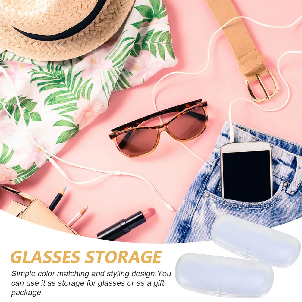 

3 pcs Glasses Case Frosted Plastic Portable Lightweight Eyeglass Storage Box Travel Protection Pvc Spectacle Holder