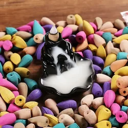 50/100 pcs Backflow Incense Cones Aromatherapy Mixed Fragrances, Free Gift A Waterfall Incense Burner Holder Home Decor Ornament