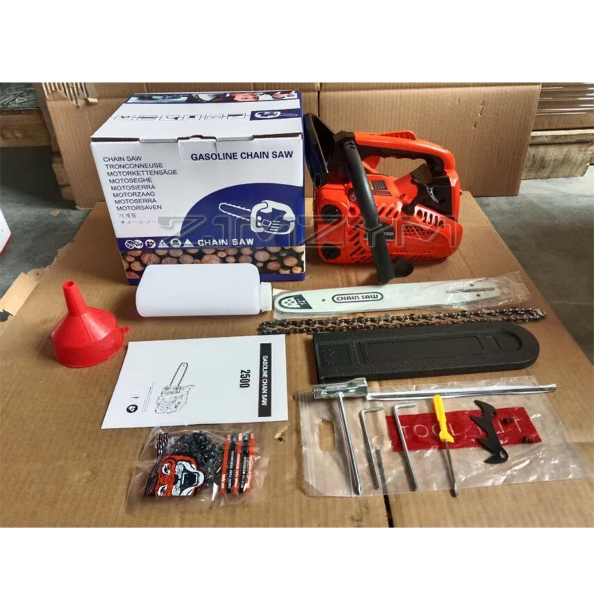 Portable Two Stroke Chainsaw 2500 Household Small Wood-Slicing Tool Outdoor High-Power Cutting Machine Logging Saw 1000W 25CC