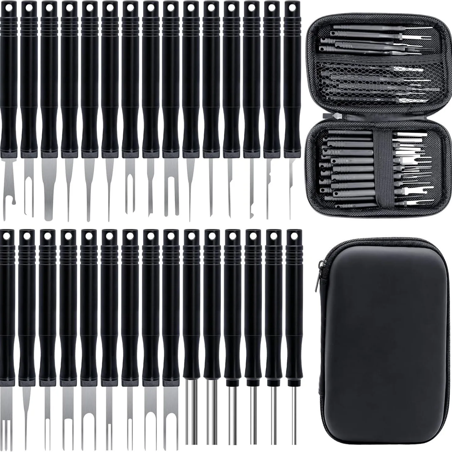 

30Pcs Terminal Pin Removal Tool Kit Stainless Steel Pin Extractor Tool Reusable Electrical Wire Connector Pin Release Tool Auto