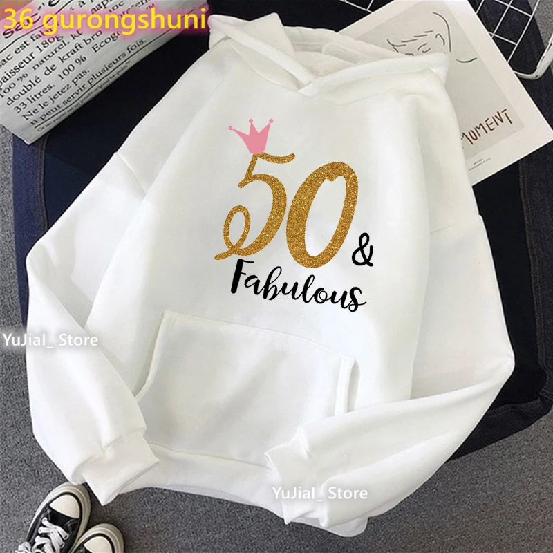 

New Arrival 2022 30th/40th/50th/60th Fabulous Print Hoodies Women'S Clothing Pink/White/Gray Sweatshirt Femme Fashion Tracksuit