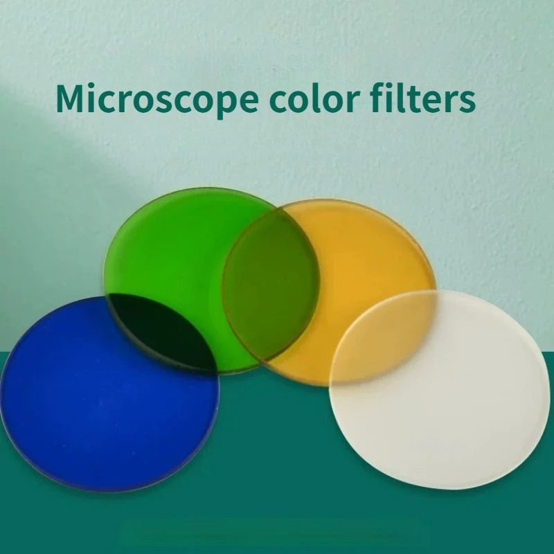 2PCS Microscope Accessory 32mm Diameter Filter Yellow Translucent Blue Translucent White Frosted