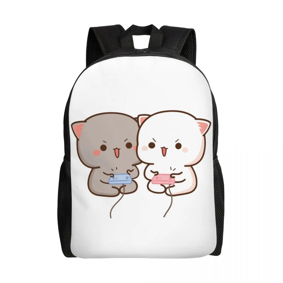 

Couple Mochi Cat Peach And Goma Play Games Backpacks for Men Women Water Resistant School College Bag Print Bookbags