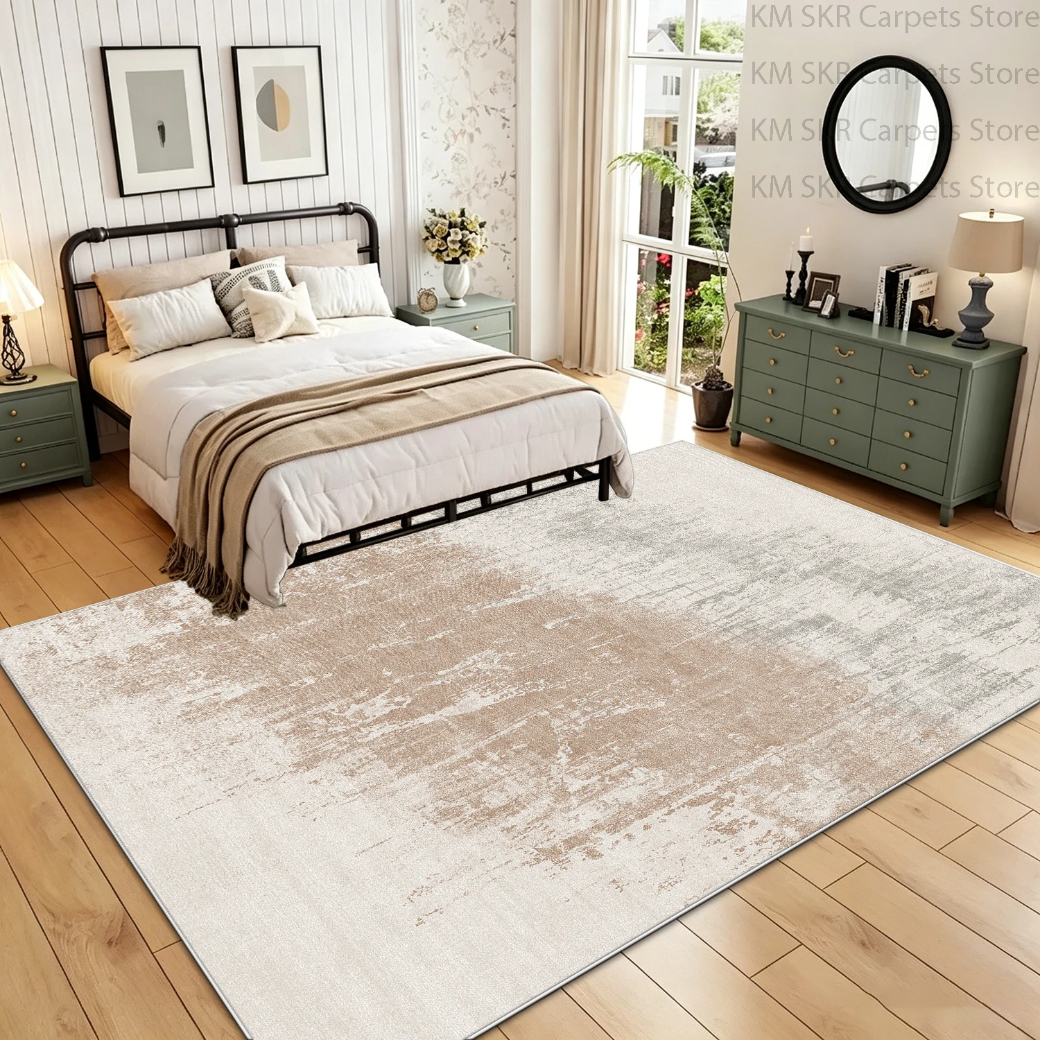Tapis de chevet de style abstrait nordique simple, décoration de chambre à coucher, tapis antidérapant lavable pour salon, tapis de canapé doux et moelleux, tapis de bureau
