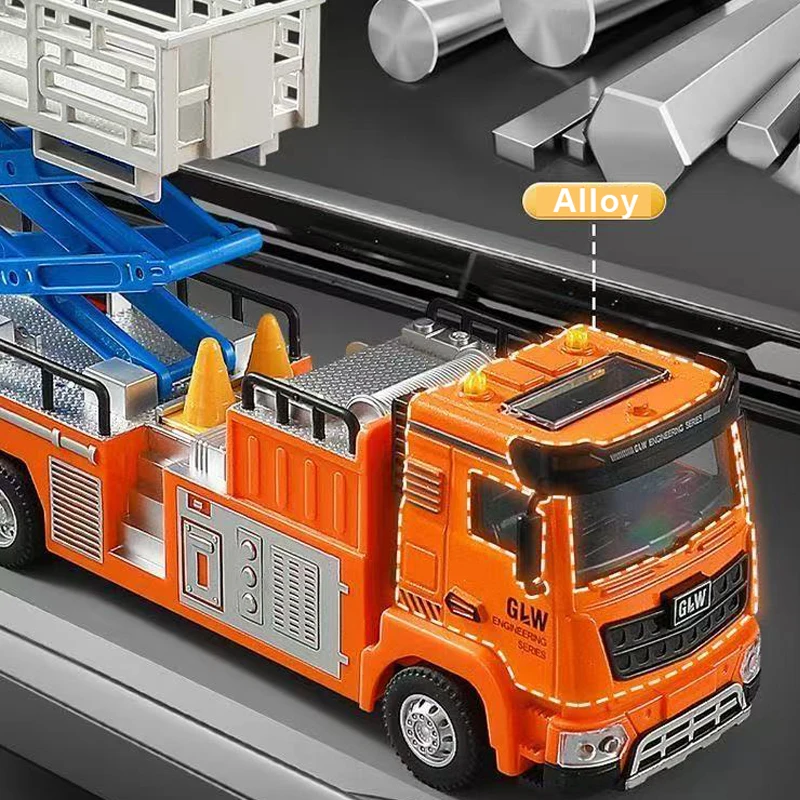 1:40 4Styles Orange Pullback City Transport Truck Urban operation vehicle Cargo Car Alloy Educational Toys for Children Gifts