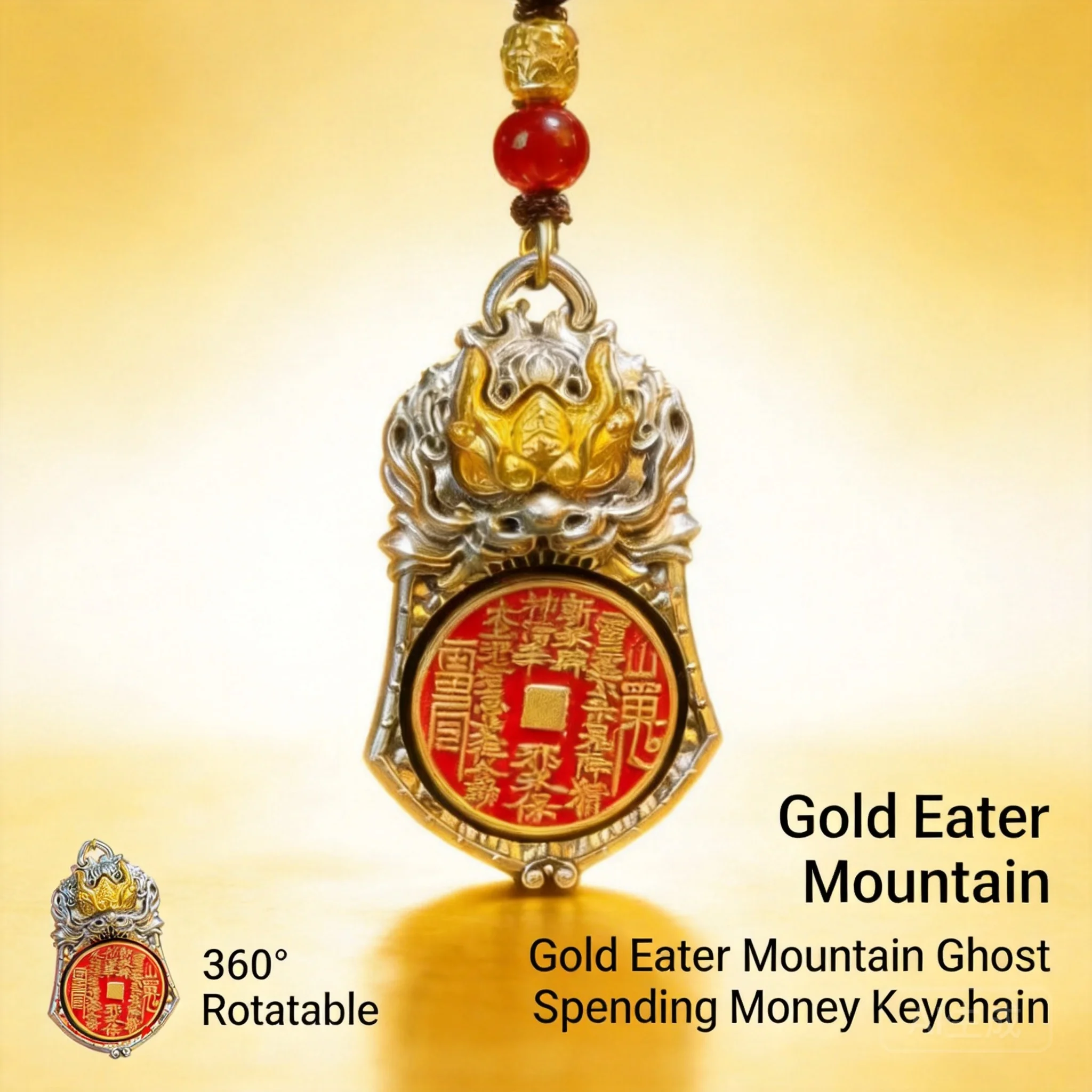Rotatable Chinese Trend Mountain Ghost Spending Money Gold Swallowing Beast Car Keychain 2026 Portable Lucky Pendant For Men Wom