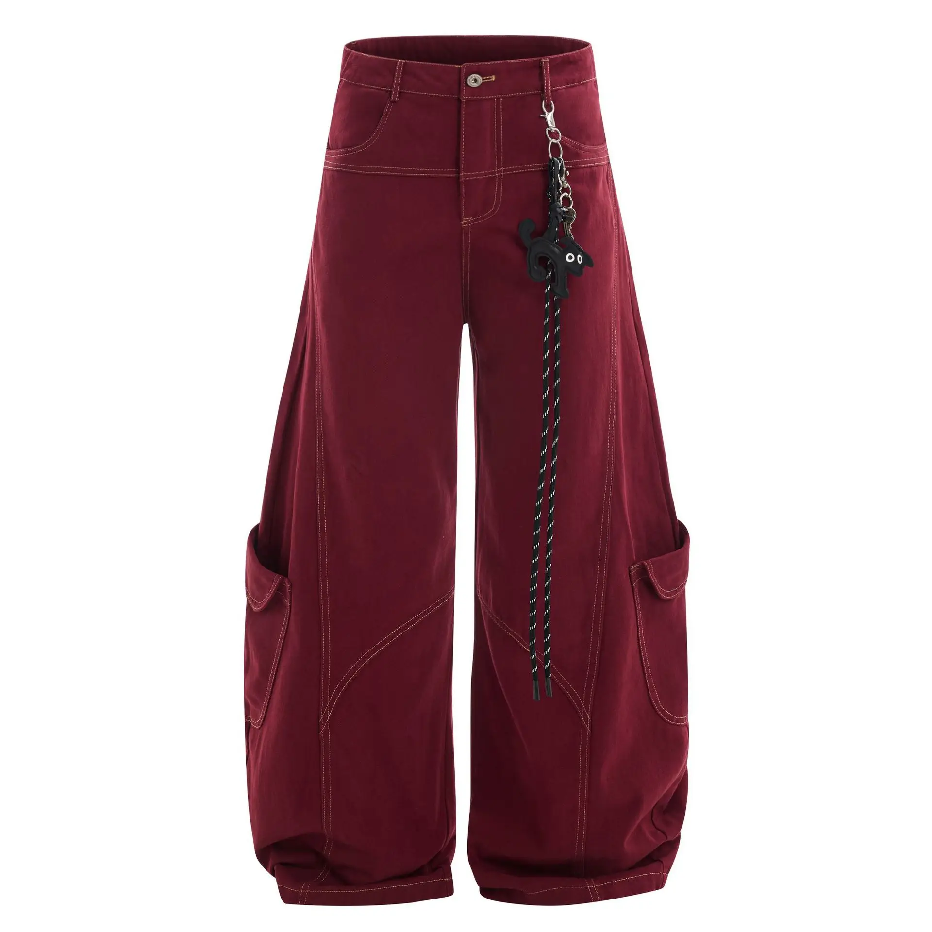 OR FL American Curved Knife Retro 100 Cotton Women Jeans Street Dance Jazz Wide Leg Baggy Slacks Women's Staraight Y2k Pants