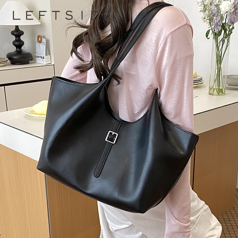 

Women's Leather Single Buckle Large-Capacity Shoulder Bag Minimalist Commute Aesthetic Daily Work Shopping Simple Handbag 2026