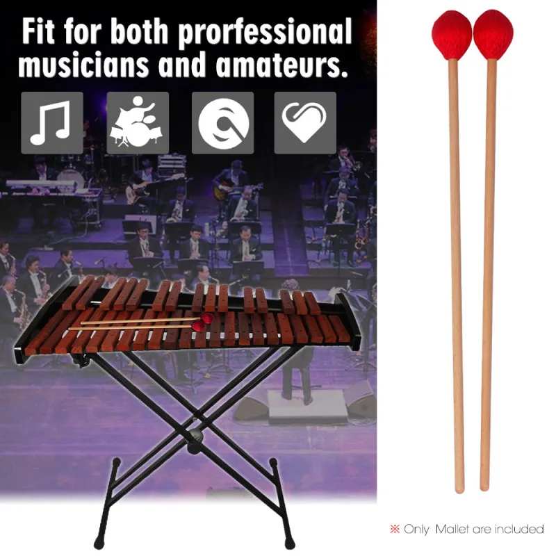 Mallas de palo de Marimba medio, xilófono, Glockensplel, mazo con mango de haya, accesorios para instrumentos musicales