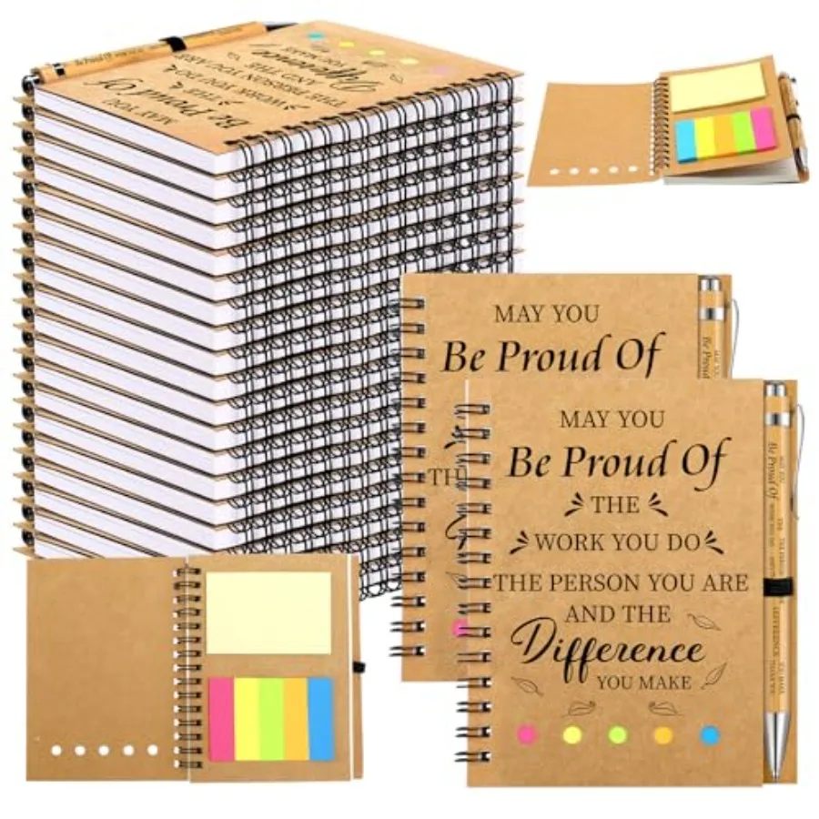 

100 Pcs Inspirational Gifts Set Include 50 Spiral Notebooks 50 Pens May You Be of The Work You Do Motivational Thanks Gifts for