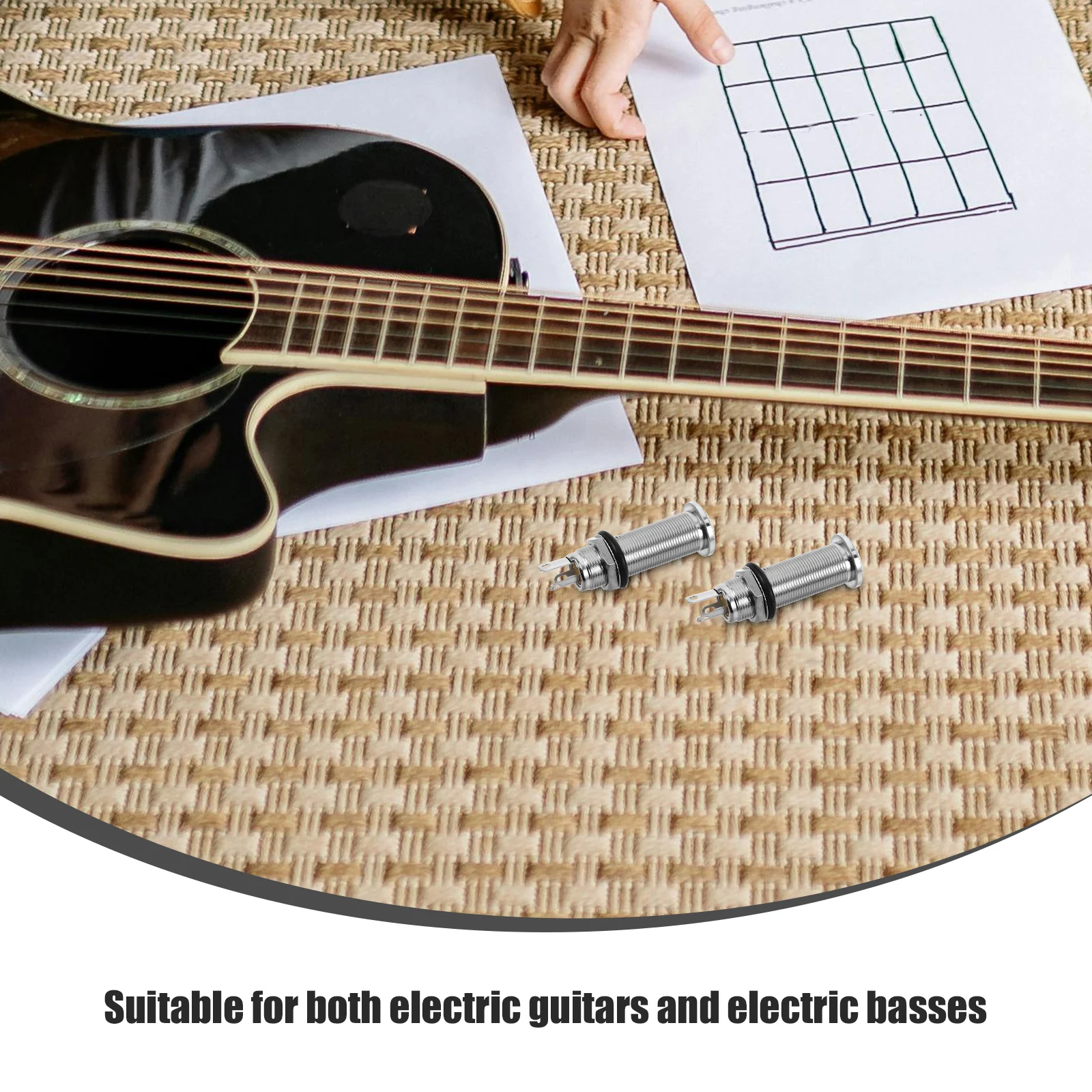 

2pcs Electric Guitar Jack Barrel Bass End Pin Mount Stereo Plug Cylinder Output Socket Guitar Supplies