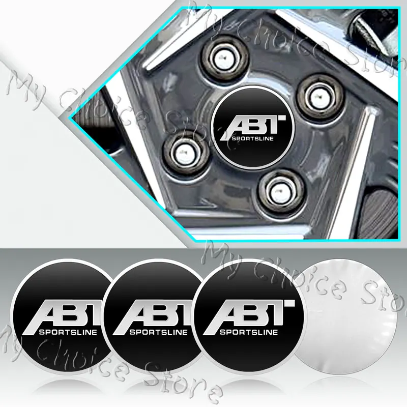 4Pcs 56mm ABT Logo Aluminum Car Wheel Center Emblem Hub Caps Stickers For Golf MK5 MK6 Passat Jetta Touareg Tiguan Accessories